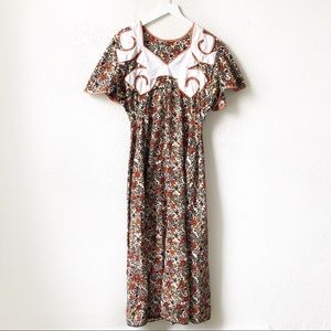 Vintage Handcrafted Floral Print Maxi Dress